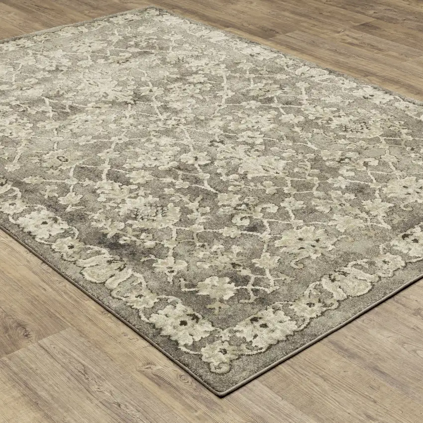 Gray And Beige Oriental Area Rug Photo 7