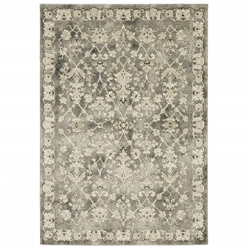 Gray And Beige Oriental Area Rug Photo 2