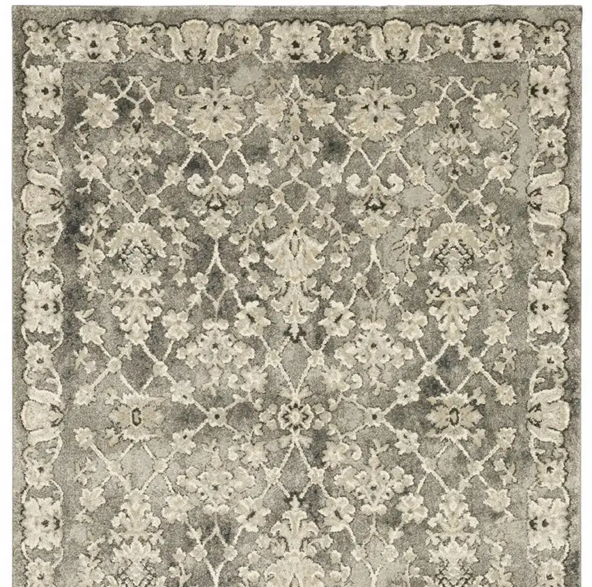 Grey Beige Tan And Brown Oriental Power Loom Stain Resistant Area Rug Photo 4
