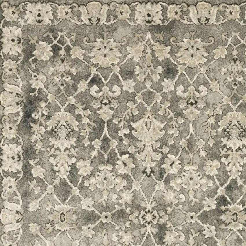 Grey Beige Tan And Brown Oriental Power Loom Stain Resistant Area Rug Photo 3