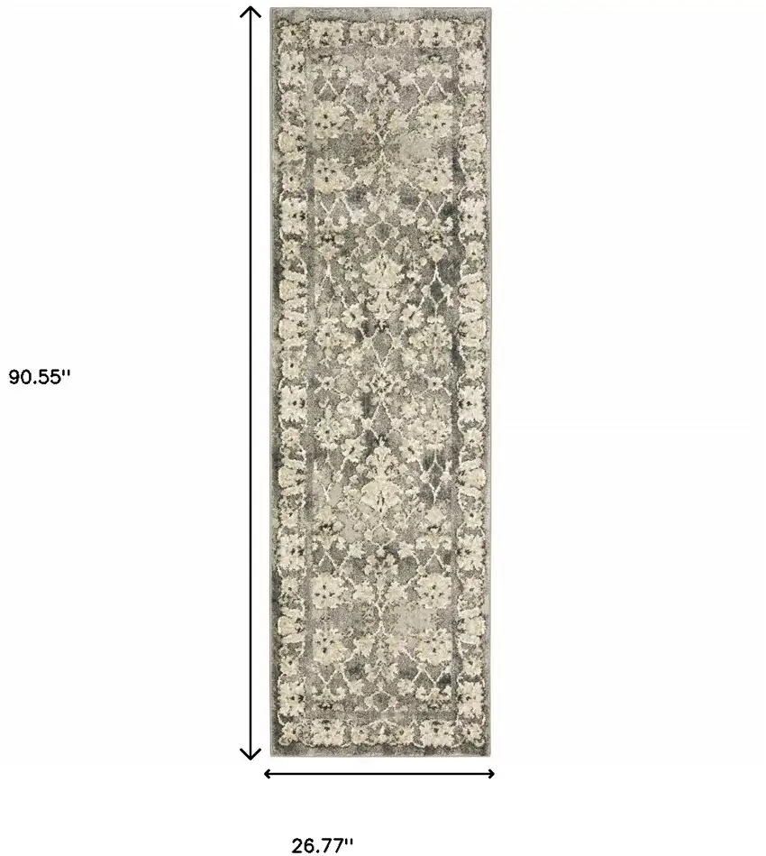 Grey Beige Tan And Brown Oriental Power Loom Stain Resistant Runner Rug Photo 10