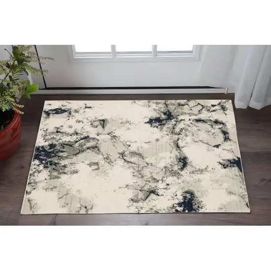 Gray and Black Abstract Power Loom Area Rug Photo 1