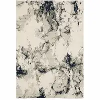 Photo of Grey Black And Ivory Abstract Power Loom Stain Resistant Area Rug