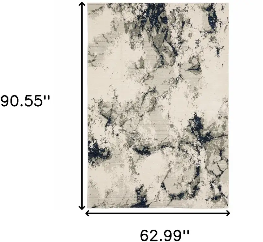 Grey Black And Ivory Abstract Power Loom Stain Resistant Area Rug Photo 8