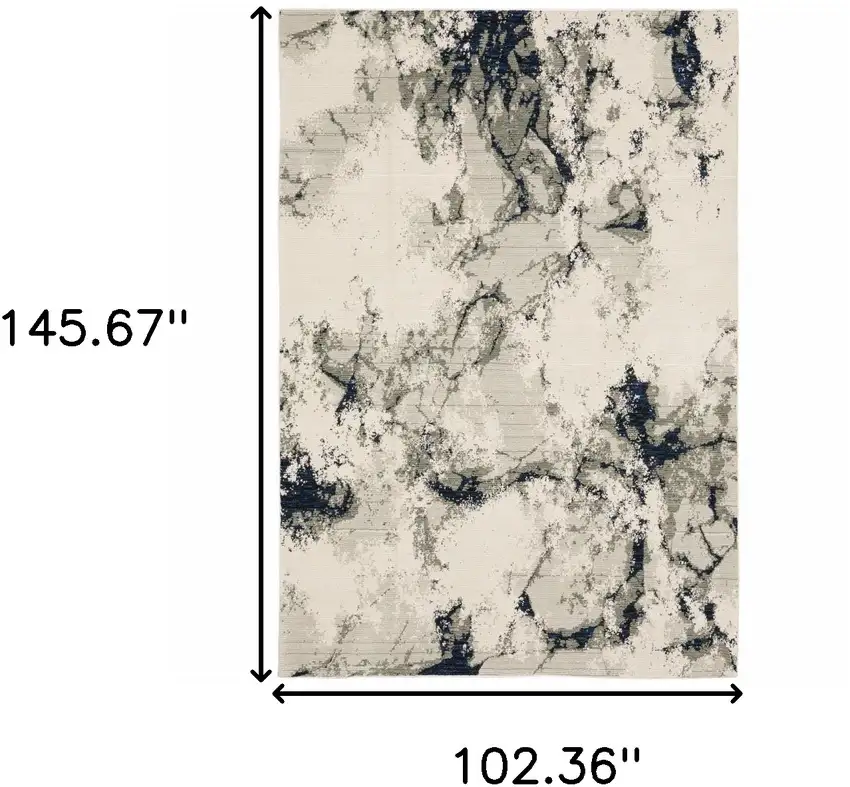 Grey Black And Ivory Abstract Power Loom Stain Resistant Area Rug Photo 8