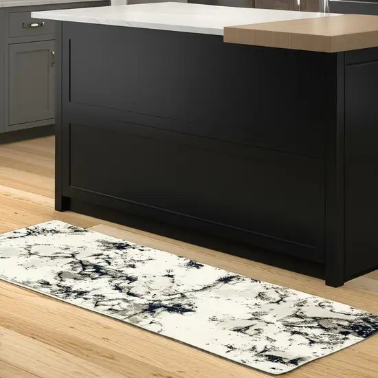 8' Gray And Black Abstract Runner Rug Photo 1