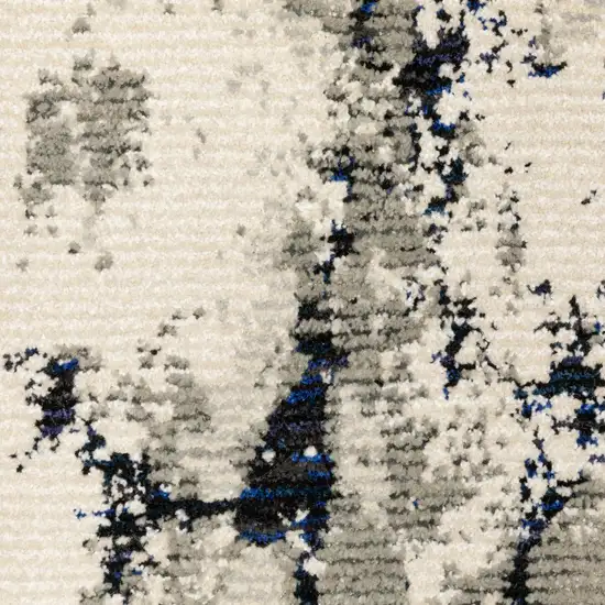 12' Gray Black And Ivory Abstract Runner Rug Photo 9