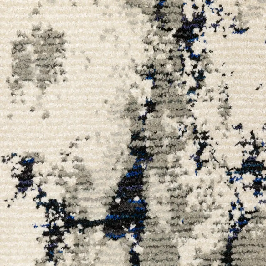 12' Gray Black And Ivory Abstract Runner Rug Photo 9