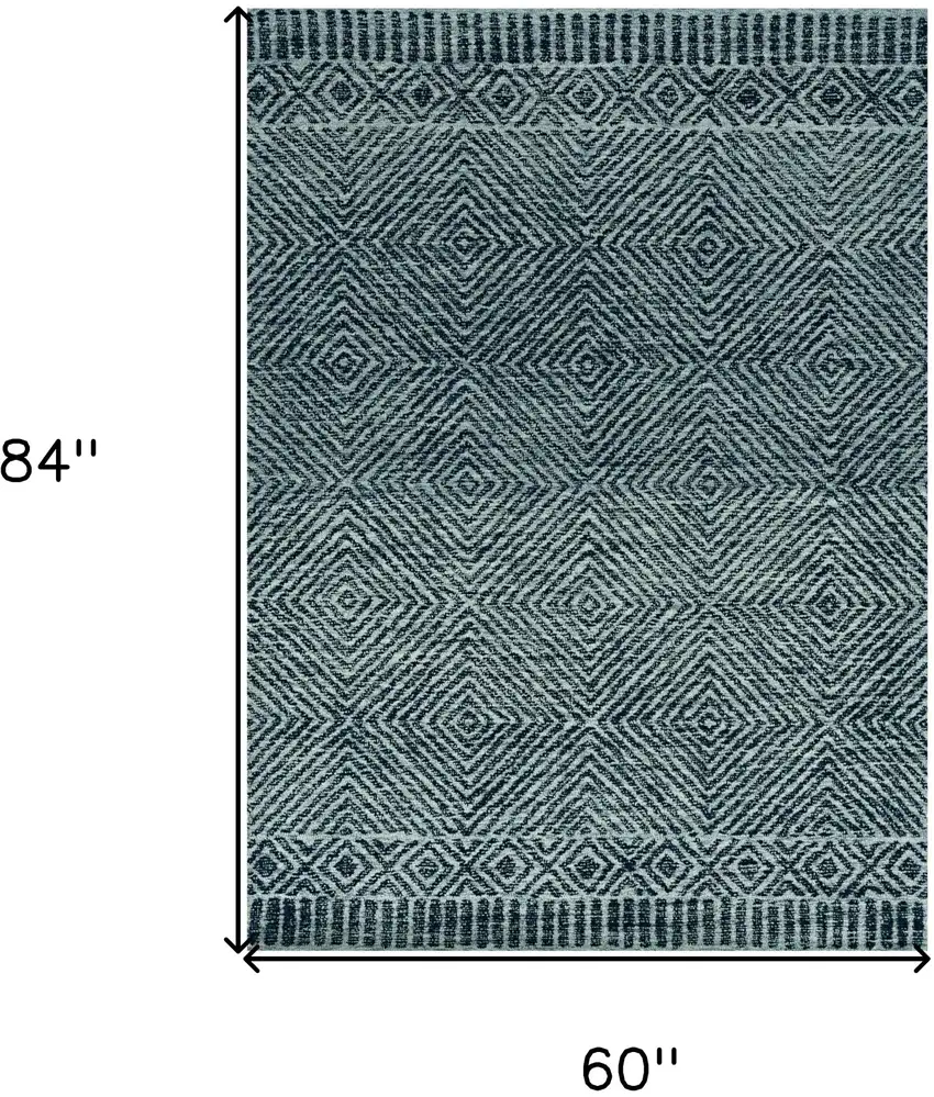 Grey Black Hand Tufted Space Dyed Geometric Indoor Area Rug Photo 3