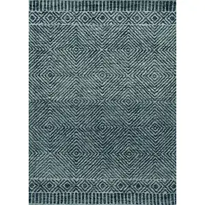 Photo of Grey Black Hand Tufted Space Dyed Geometric Indoor Area Rug