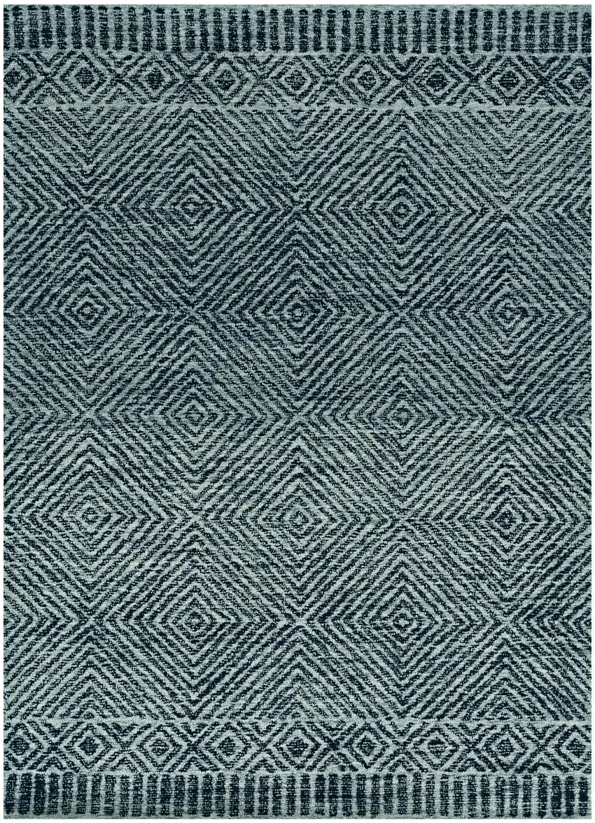 Grey Black Hand Tufted Space Dyed Geometric Indoor Area Rug Photo 2