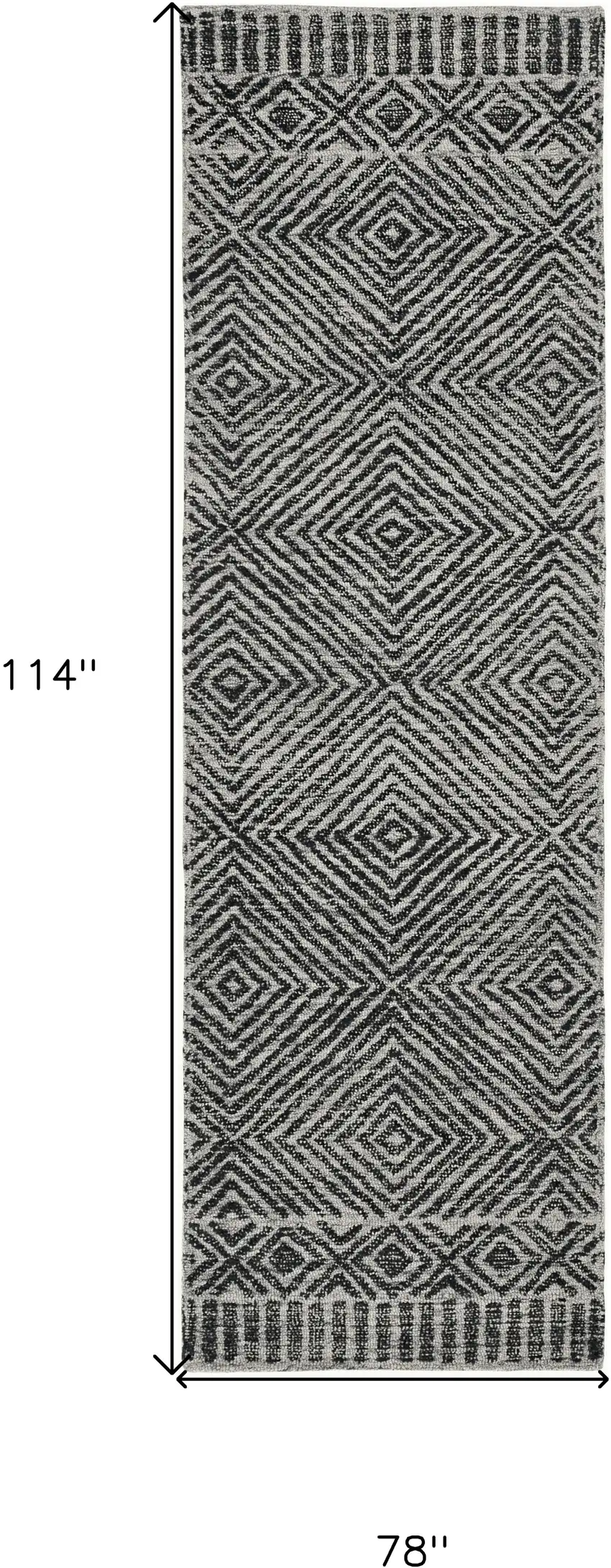 Grey Black Hand Tufted Space Dyed Geometric Indoor Area Rug Photo 3