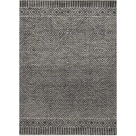 Gray and Black Wool Geometric Hand Tufted Area Rug Photo 2