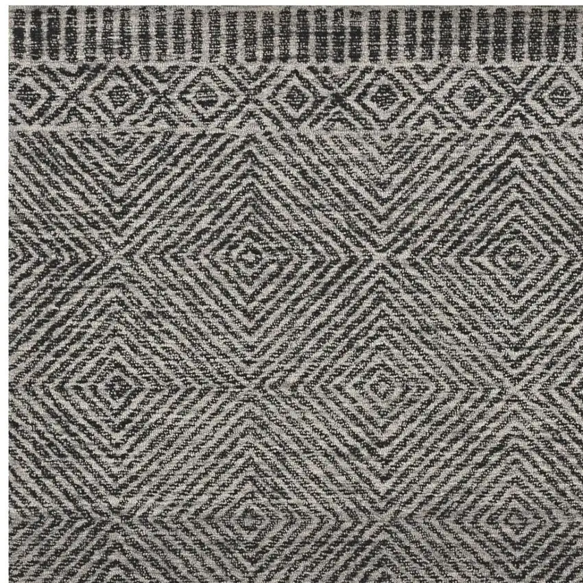 Gray and Black Wool Geometric Hand Tufted Area Rug Photo 4