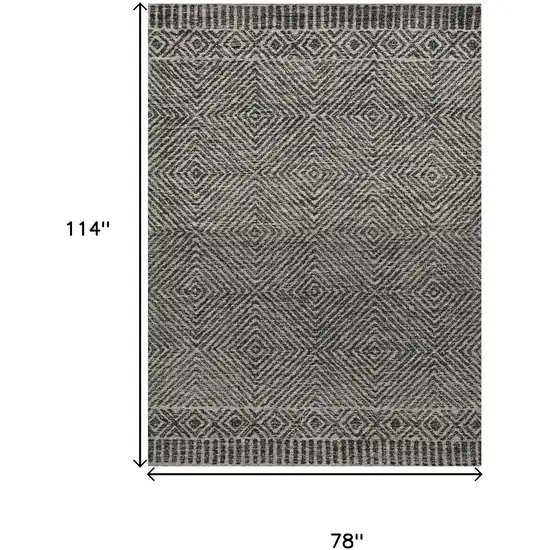 Gray and Black Wool Geometric Hand Tufted Area Rug Photo 3