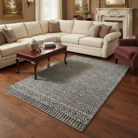 Gray and Black Wool Geometric Hand Tufted Area Rug Photo 1