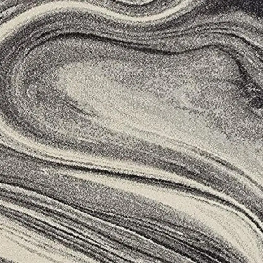 Ivory Black And Gray Abstract Area Rug Photo 4