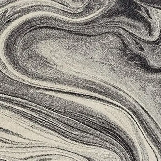 Ivory Black And Gray Abstract Area Rug Photo 5