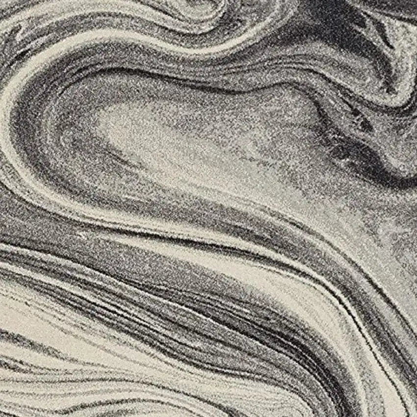 Ivory Black And Gray Abstract Area Rug Photo 5