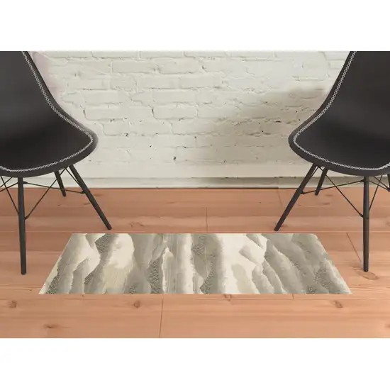 Grey Blue And Teal Abstract Power Loom Stain Resistant Area Rug Photo 2