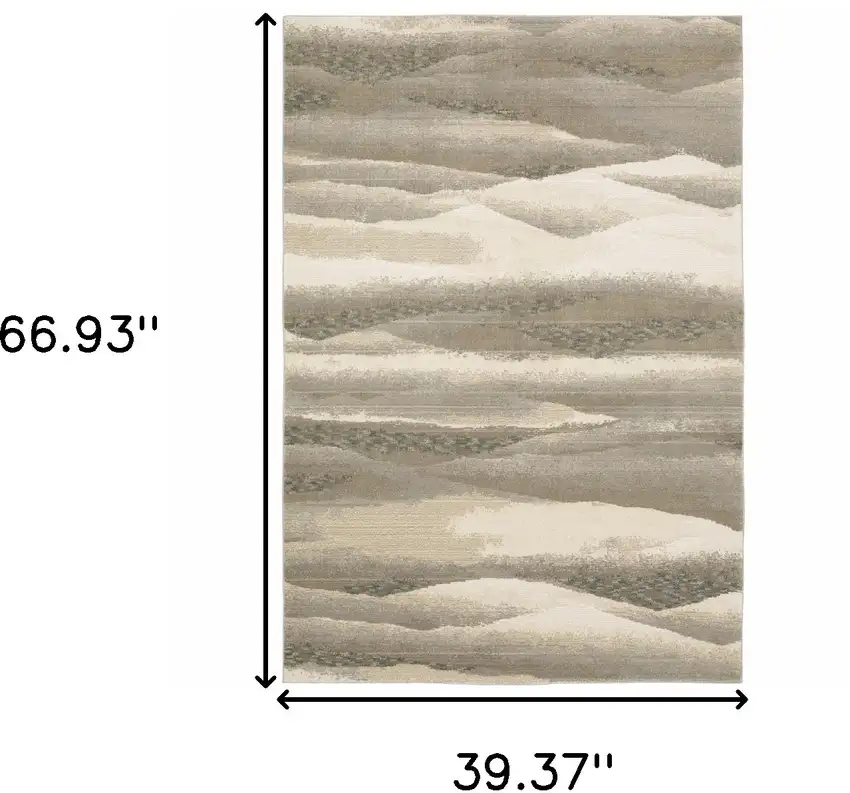Grey Blue And Teal Abstract Power Loom Stain Resistant Area Rug Photo 8