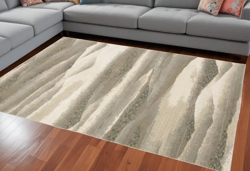 Blue and Gray Abstract Power Loom Area Rug Photo 1