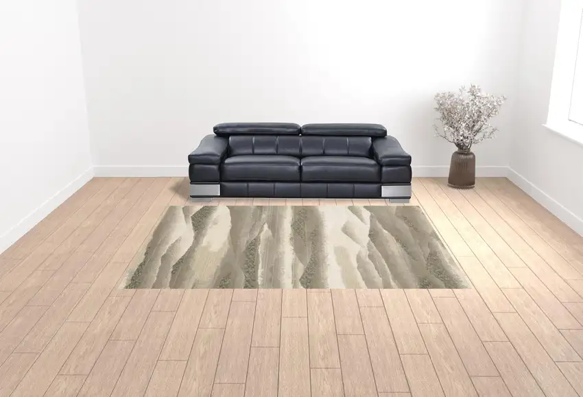 Grey Blue And Teal Abstract Power Loom Stain Resistant Area Rug Photo 2