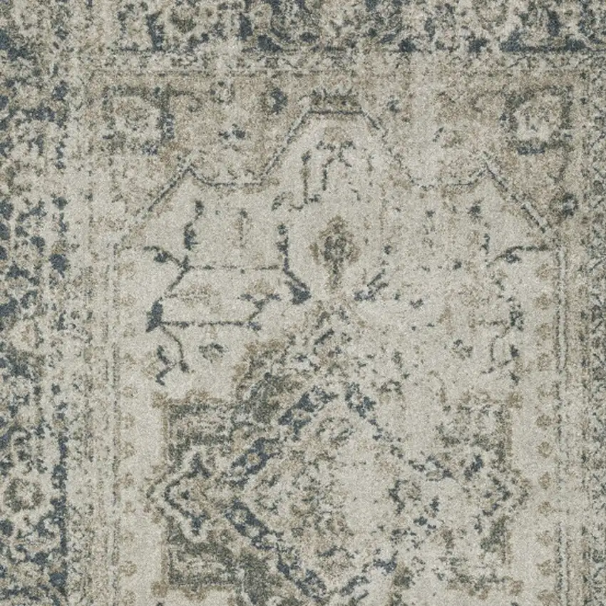 Blue and Gray Oriental Power Loom Area Rug Photo 6