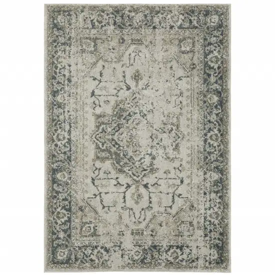 Grey Blue And Teal Oriental Power Loom Stain Resistant Area Rug Photo 2