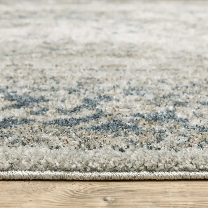 Grey Blue And Teal Oriental Power Loom Stain Resistant Area Rug Photo 9