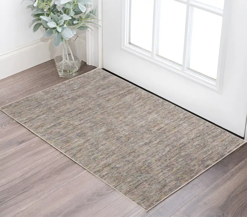 Grey Blue And Yellow Wool Hand Loomed Handmade Area Rug Photo 1