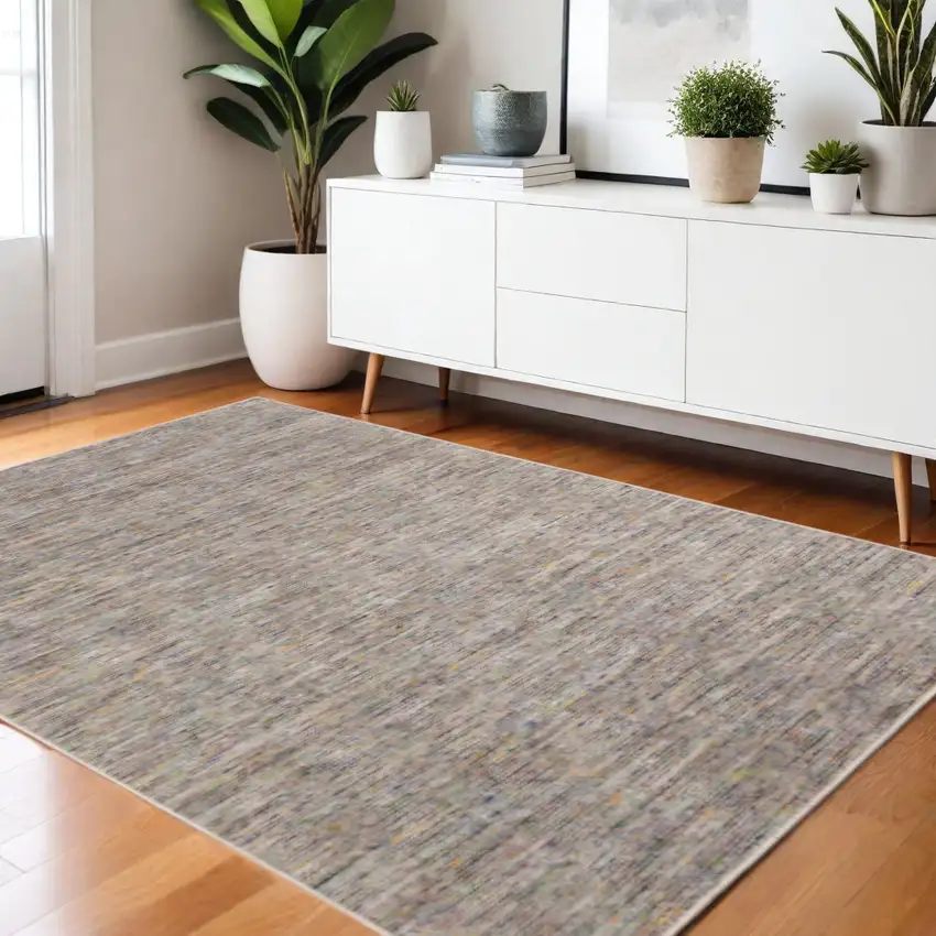 Grey Blue And Yellow Wool Hand Loomed Handmade Area Rug Photo 1