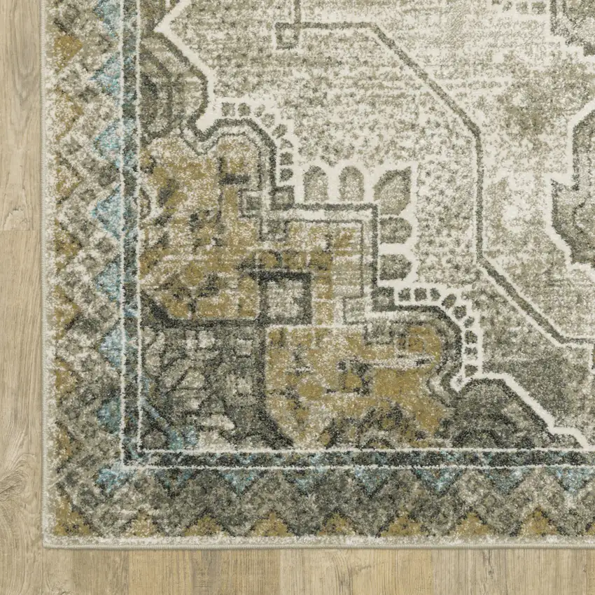 Blue And Gray Oriental Area Rug Photo 4
