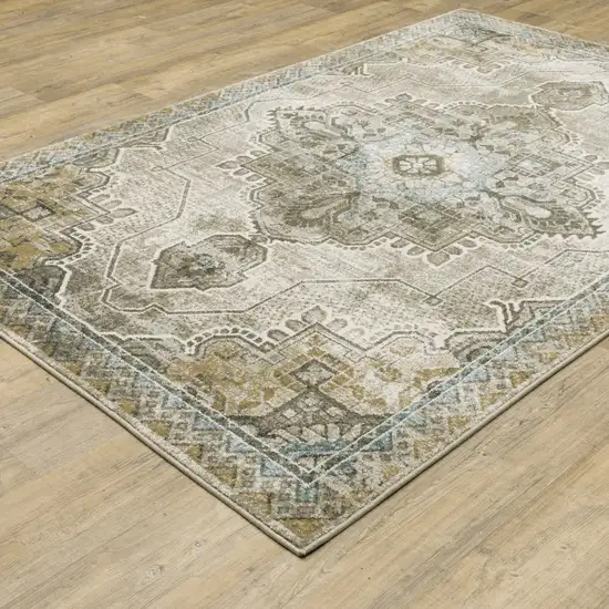 Blue And Gray Oriental Area Rug Photo 6