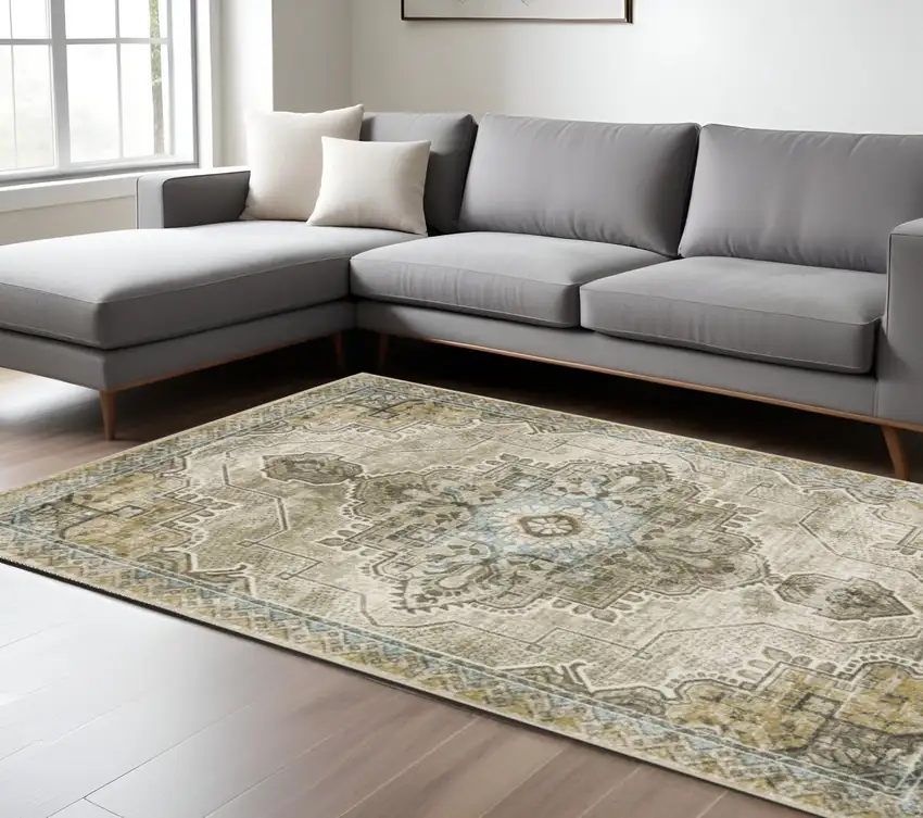 Blue And Gray Oriental Area Rug Photo 1