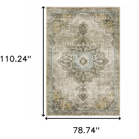 Blue And Gray Oriental Area Rug Photo 3