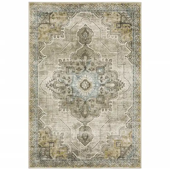 Blue And Gray Oriental Area Rug Photo 2