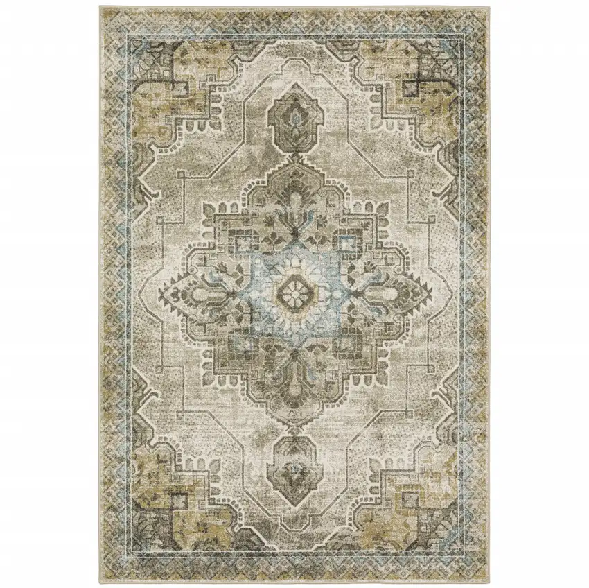 Blue And Gray Oriental Area Rug Photo 2