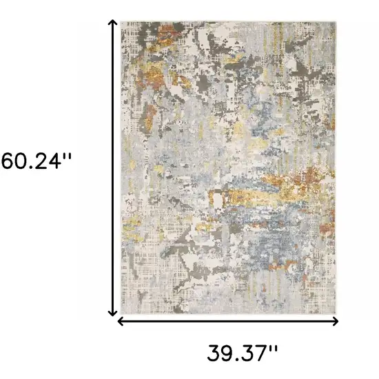 Beige And Blue Abstract Area Rug Photo 3