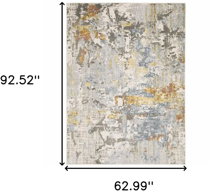 Grey Blue Beige Gold And Rust Abstract Power Loom Stain Resistant Area Rug Photo 10