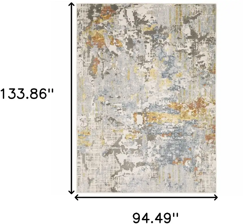 Grey Blue Beige Gold And Rust Abstract Power Loom Stain Resistant Area Rug Photo 10