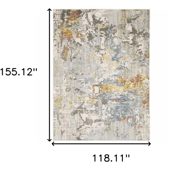 Grey Blue Beige Gold And Rust Abstract Power Loom Stain Resistant Area Rug Photo 3