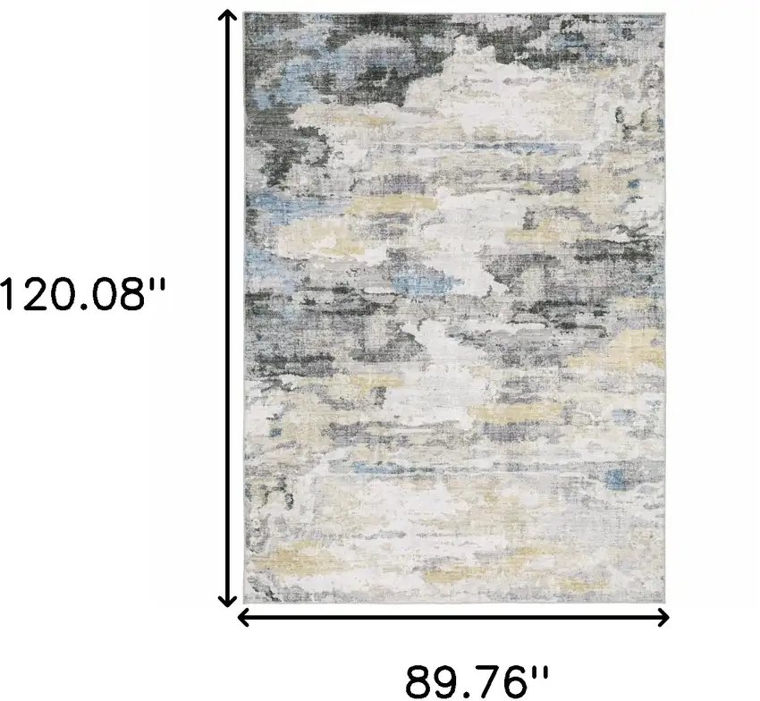 Blue and Gray Abstract Non Skid Area Rug Photo 3