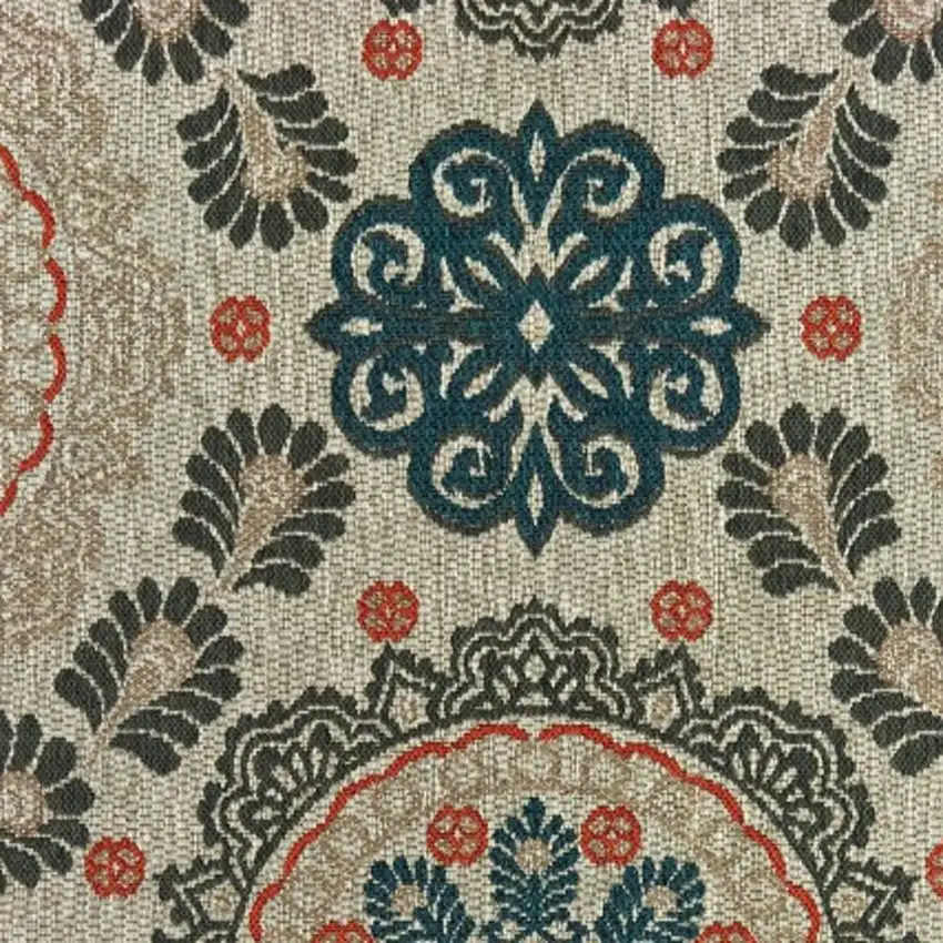 Grey Blue Floral Indoor Outdoor Area Rug Photo 5