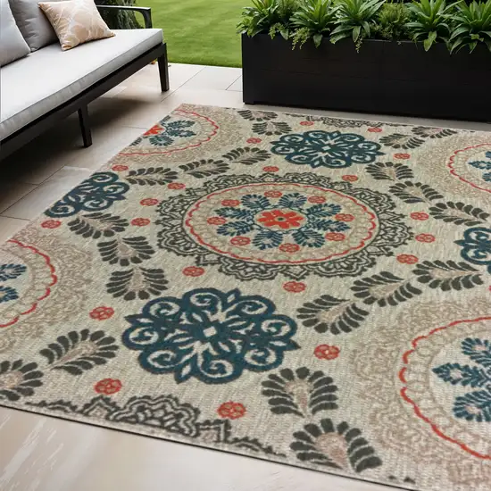 Blue And Gray Moroccan Indoor Outdoor Area Rug Photo 1