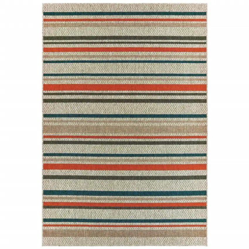 Grey Blue Geometric Indoor Outdoor Area Rug Photo 1