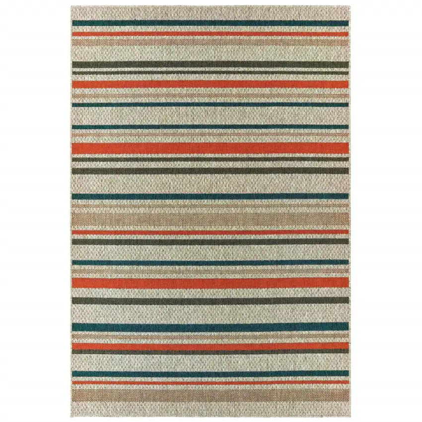 Grey Blue Geometric Indoor Outdoor Area Rug Photo 5