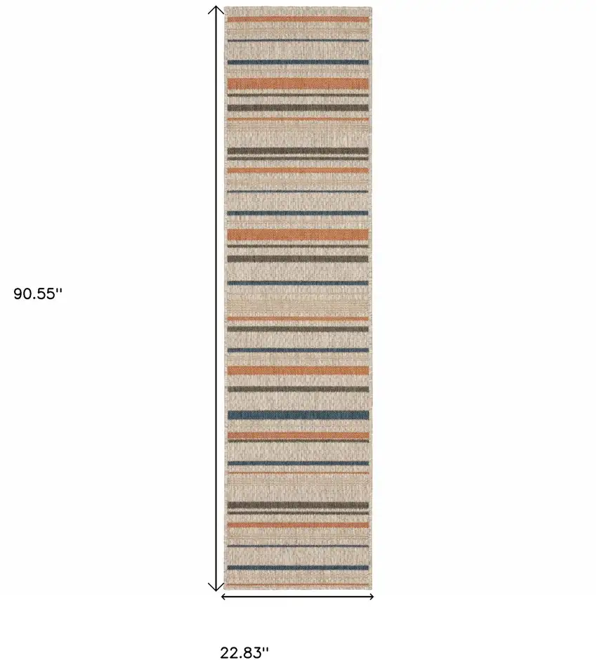 Grey Blue Geometric Indoor Outdoor Runner Rug Photo 6