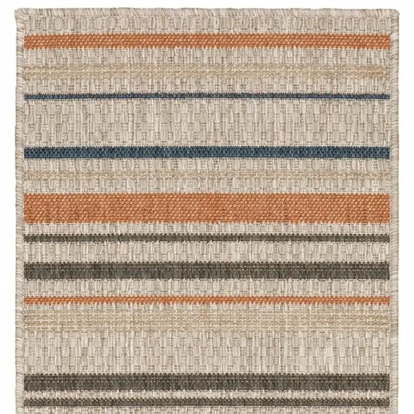 Grey Blue Geometric Indoor Outdoor Runner Rug Photo 4
