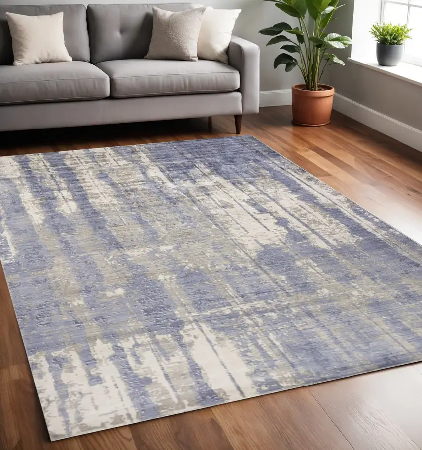 Gray And Ivory Abstract Hand Loomed Area Rug Photo 1
